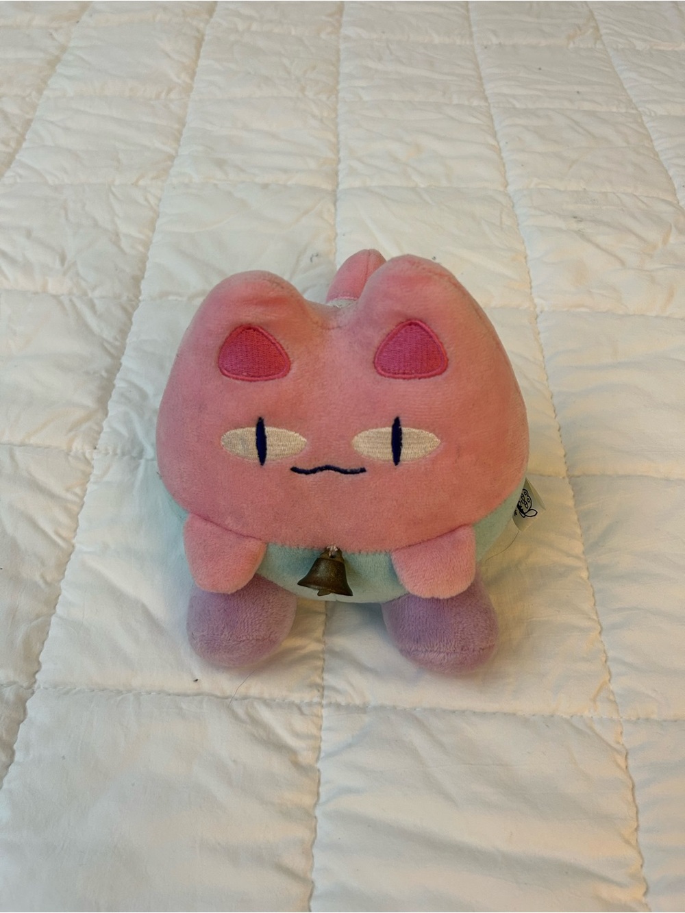 Dinkle Pink & Mint Cute Plush Cat with Bell